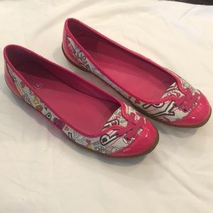 Coach Poppy “Dannie” Pink Graffiti Flats